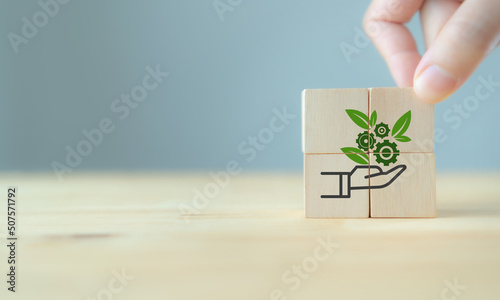 Environmental technology concept. Sustainable development goals. Sustainable planet trend and bio-economy to limit climate change and global warming.  Sustainable options for customer. Green business.