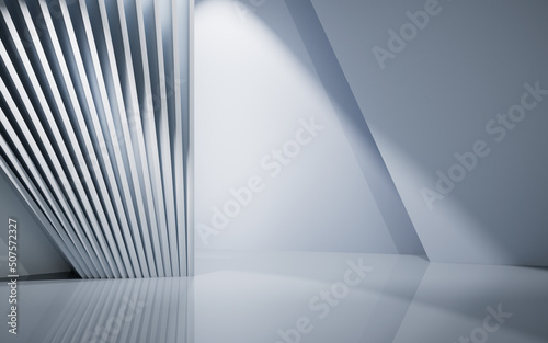 Empty white room with geometric structure, 3d rendering.