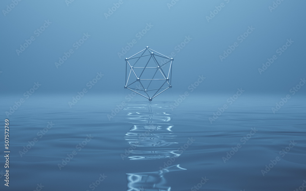 Structure lines with water surface, 3d rendering. Structure lines with water surface, 3d rendering.