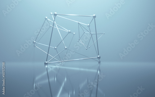 Geometry structure with fog scene, 3d rendering.