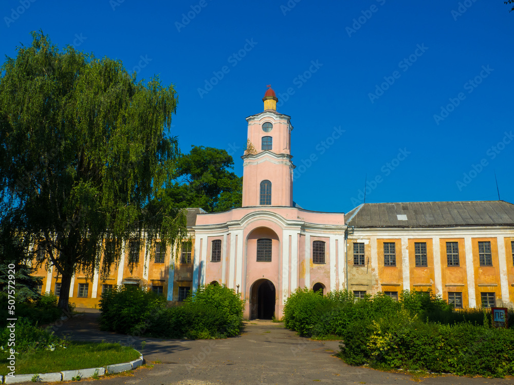 The old Olyka Castle with tower, Volyn region, Ukraine. Radziwill estate.