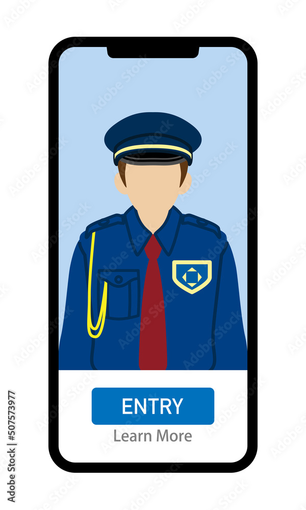 Entry screen of the job search application - Male security guard staff