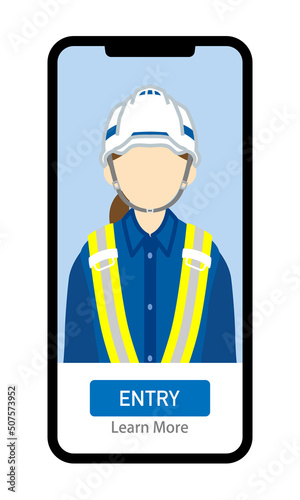 Entry screen of the job search application - Female traffic guard staff