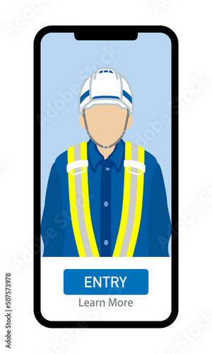 Entry screen of the job search application - Male traffic guard staff