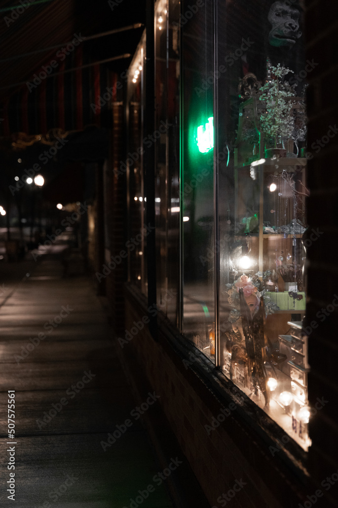 Glass Window Storefront at Night