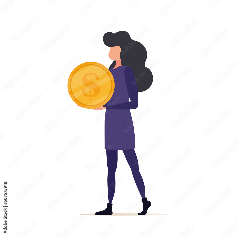 A woman with the money coin salary vector design illustration A woman with the money coin salary vector design illustration
