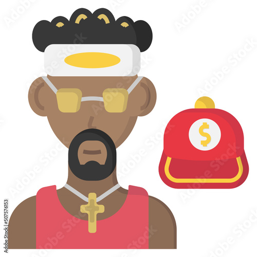 Rapper flat icon,linear,outline,graphic,illustration