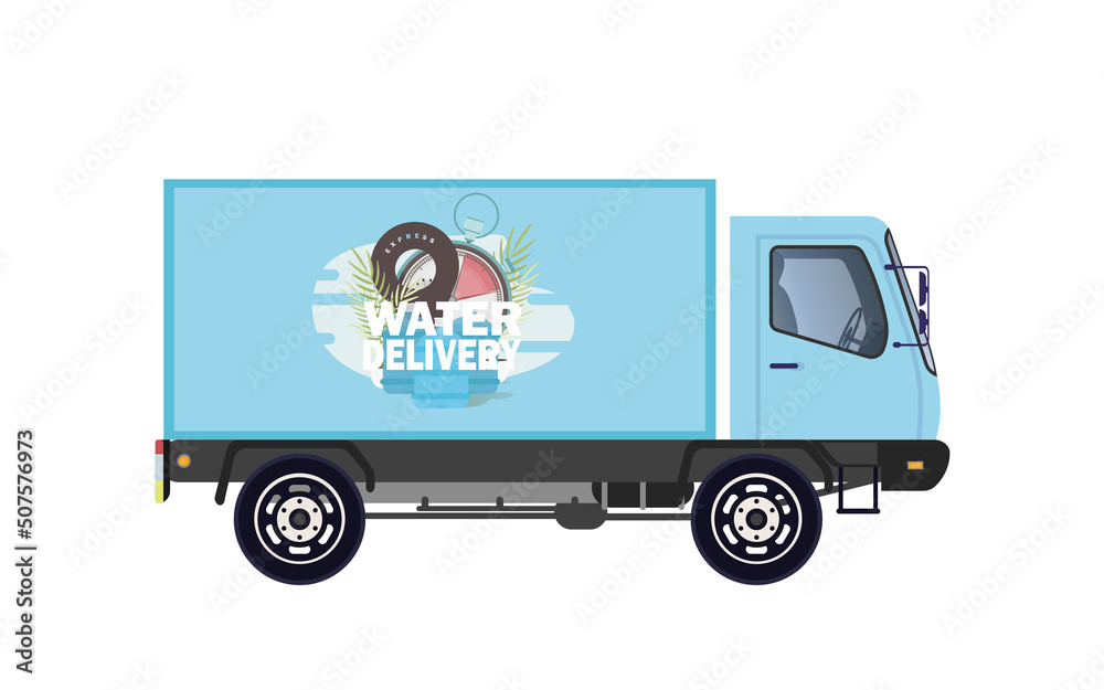 Delivery truck van isolated on white background. Delivery home and office. Vector illustration in flat style Delivery truck van isolated on white background. Delivery home and office. Vector illustration in flat style