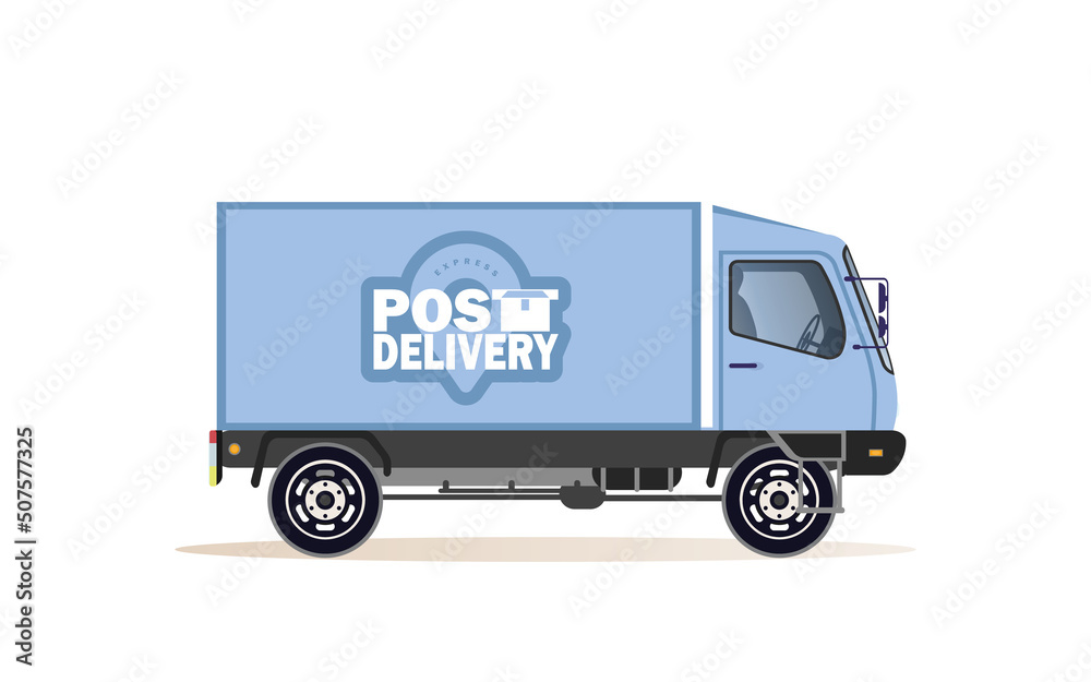 Delivery truck van isolated on white background. Delivery home and office. Vector illustration in flat style