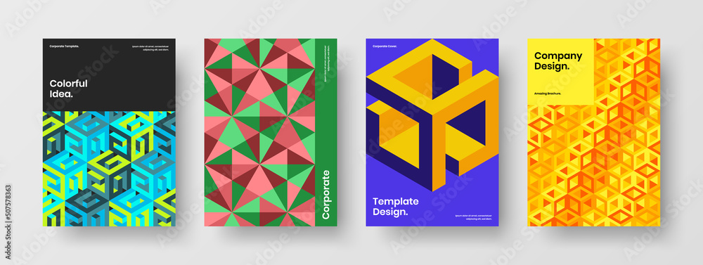 Original catalog cover vector design concept bundle. Premium mosaic pattern flyer illustration composition. Original catalog cover vector design concept bundle. Premium mosaic pattern flyer illustration composition.