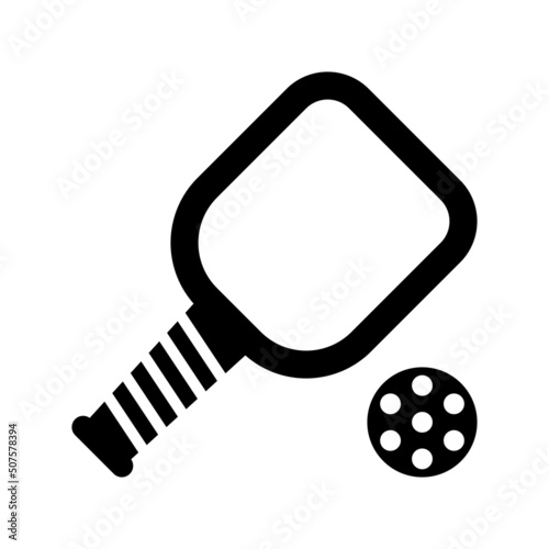 Pickleball black vector icon on white background
