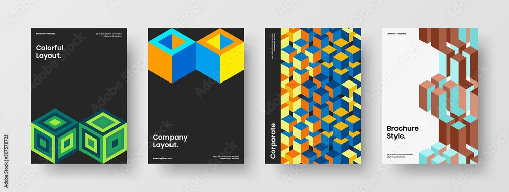Isolated mosaic shapes book cover template collection. Premium banner A4 design vector layout set.