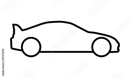 Sports car line vector icon on white background