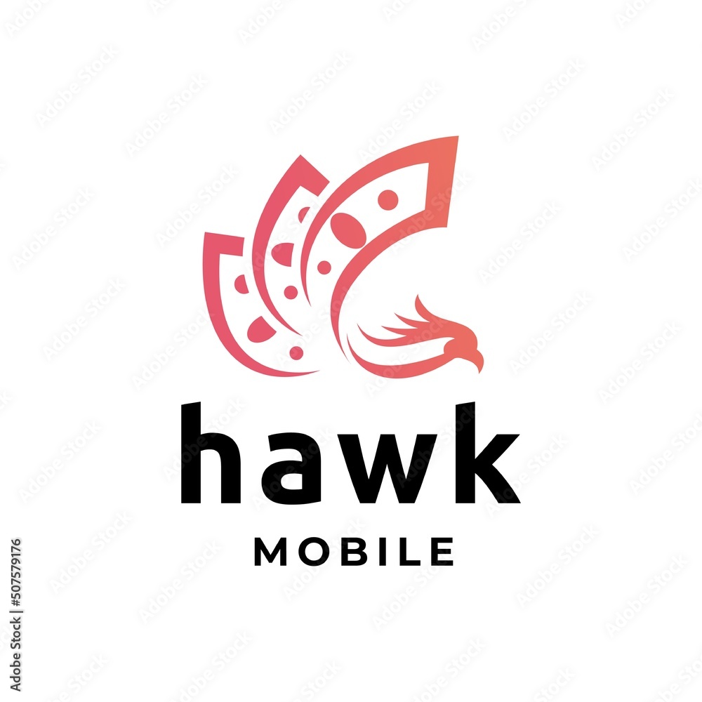 Hawk mobile company logo design template