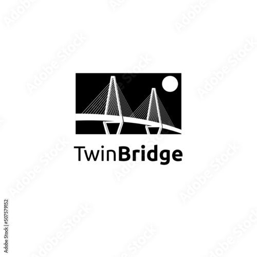 Twin bridge logo design template