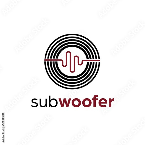 Sub woofer pulse logo design template