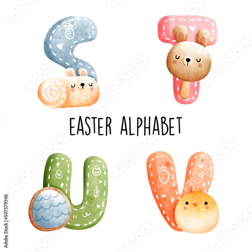 Easter alphabet. Vector illustration