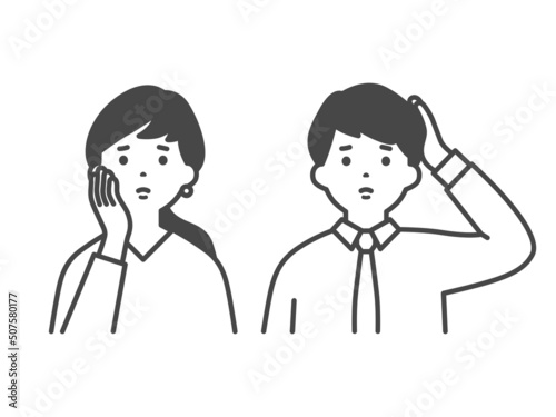 悩んでいる男女　Men and women in distress