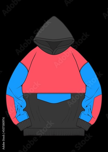 hoodie oversized jacket coloring drawing vector, hoodie jacket oversized, trainers template hoodie jacket, vector Illustration. 