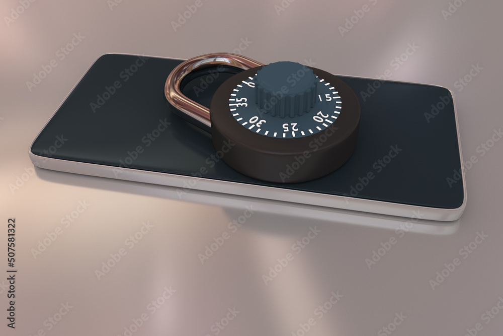 3d render illustration of a mobile device security concept 3d render illustration of a mobile device security concept
