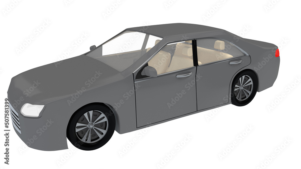 3d render illustration of car on isolated on white