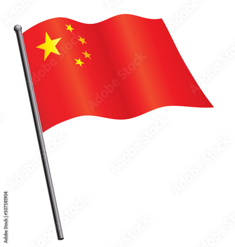 chinese flag of china waving on flagpole