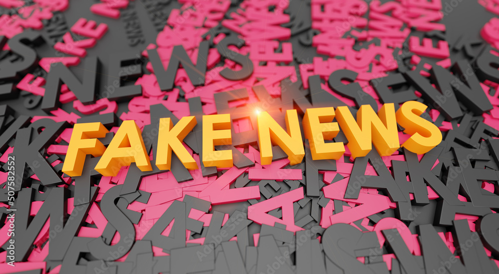 Highlighted Fake News words for social and news media or marketing 3D background concept. Can be used as illustrative for websites or other resources.