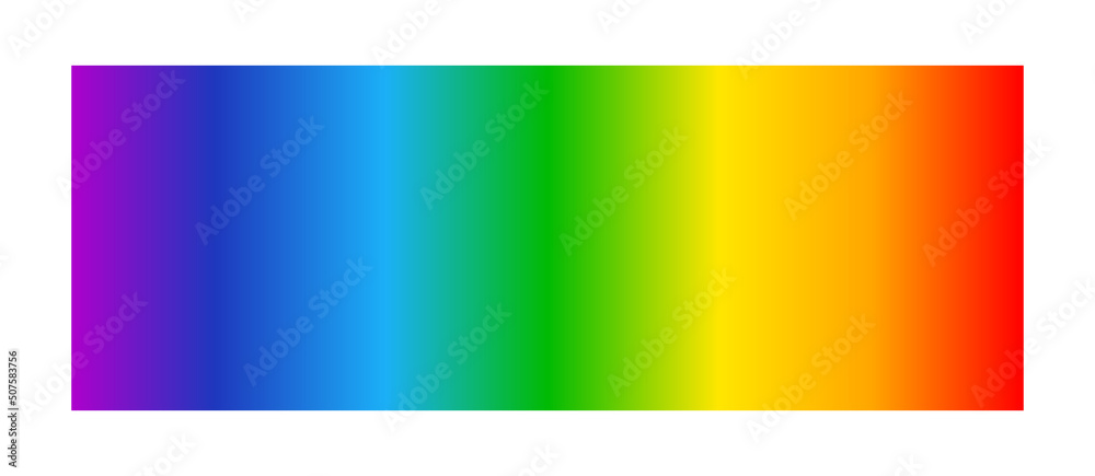 Optical light spectrum. Rainbow gradient background. Electromagnetic visible color spectrum for human eye. Color scheme from infrared to ultraviolet. Vector illustration isolated on white background.