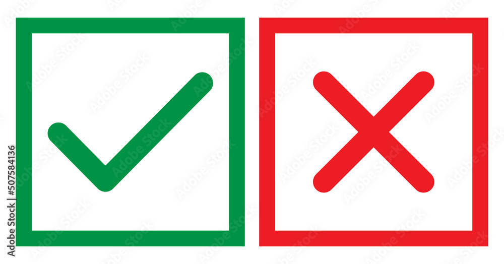 Set of Check and cross mark, yes and no symbol vector illustration, bad ...