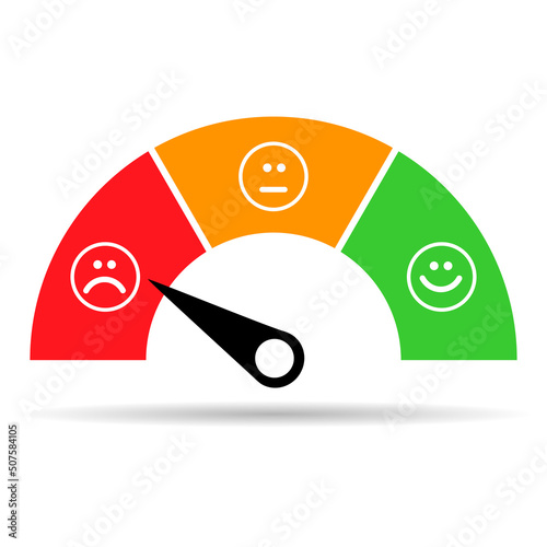 Customer satisfaction meter shadow icon, graph rating measure business report vector illustration
