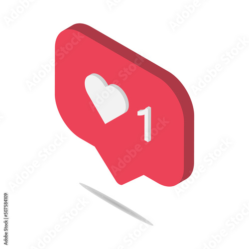 Follower isometric notification symbol for application instagram. Web app button for social media. Vector illustration icon