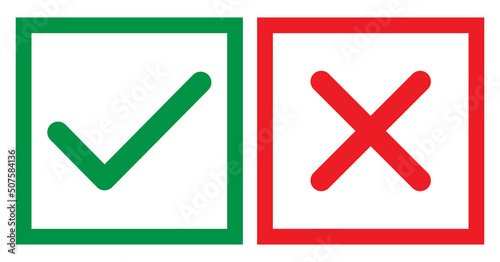 Set of Check and cross mark, yes and no symbol vector illustration, bad good choice