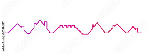 Roofs house silhouette icon, city concept template panorama, landscape vector illustration