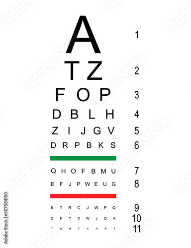 Test visual measure icon, optical chart letter symbol, optometrist focus vector illustration
