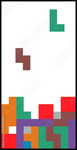 Set of color tetris block background, color puzzle icon , logic fun game vector illustration