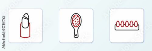 Set line False nails, Broken and Nail file icon. Vector