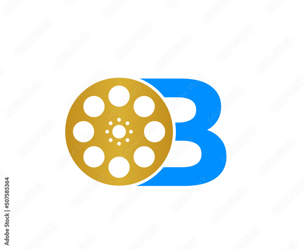 B letter film reel logo icon