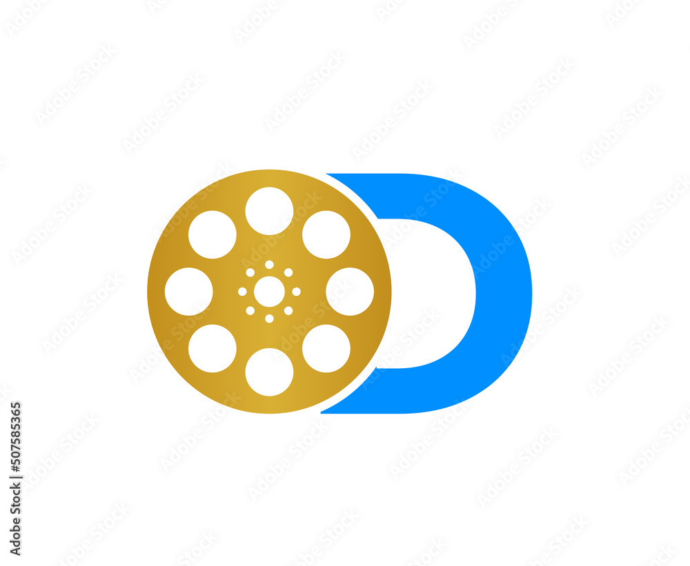 D letter film reel logo