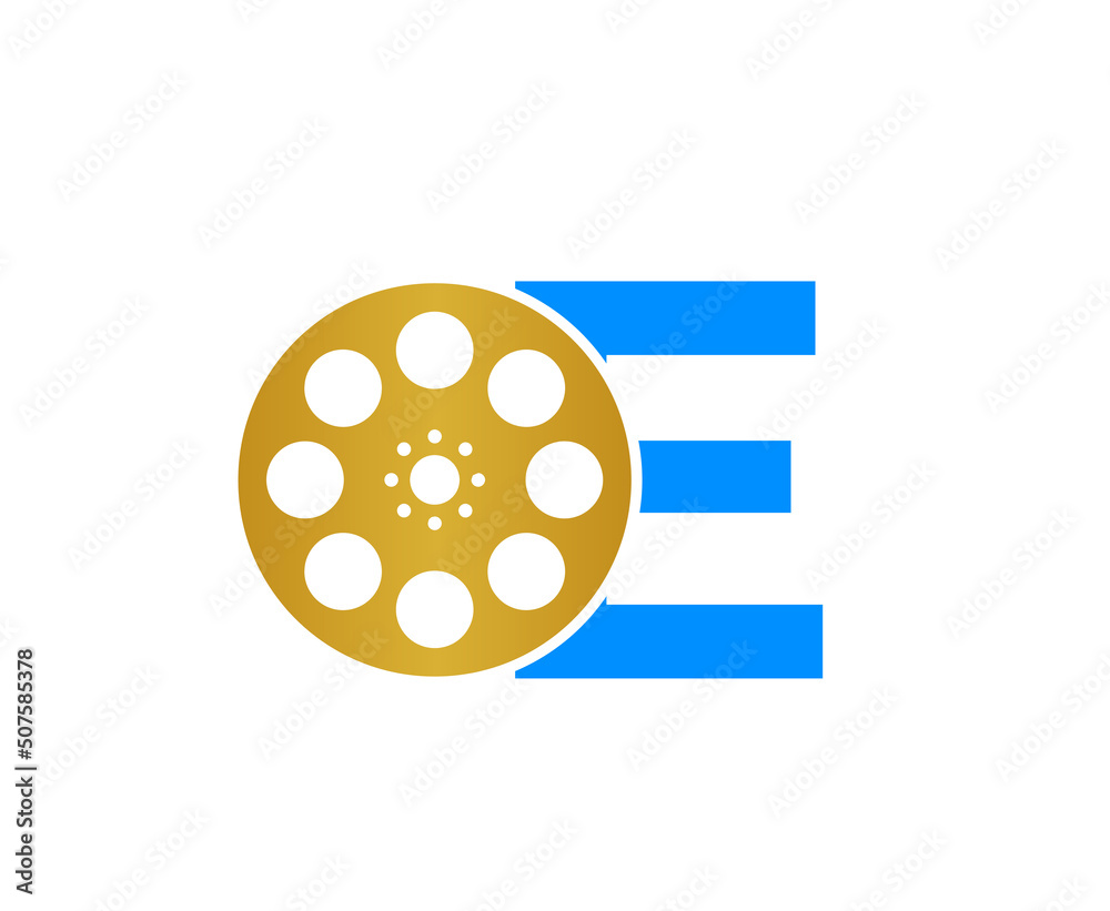 E letter film reel logo icon