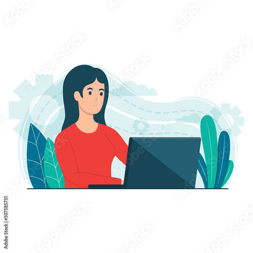 A freelancer woman working at home