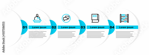 Set line Abacus, Book, Speech bubble chat and Gives lecture icon. Vector