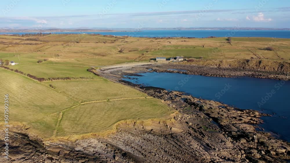 Aerial view of the amazing coast at St Johns Point next to Portned Island in County Donegal - Ireland. Aerial view of the amazing coast at St Johns Point next to Portned Island in County Donegal - Ireland.