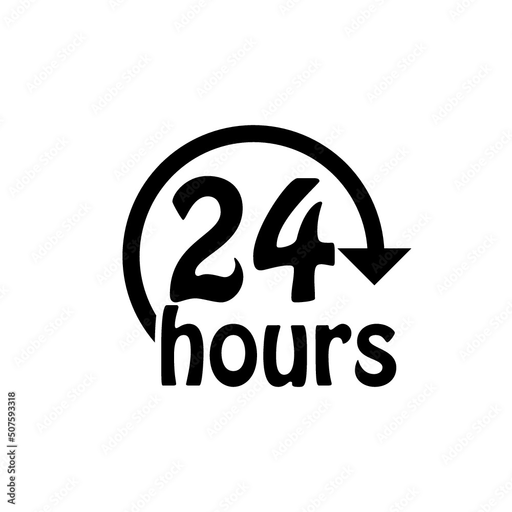 24 hours circular symbol icon isolated on white background 24 hours circular symbol icon isolated on white background