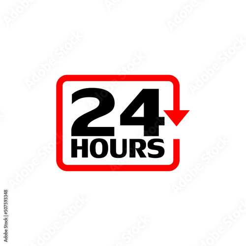 24 hours circular symbol icon isolated on white background