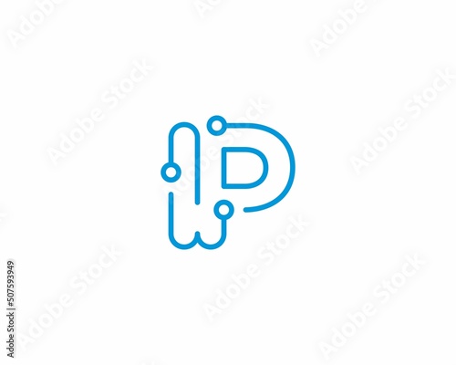 Abstract Letters IP Logo Design Template 001