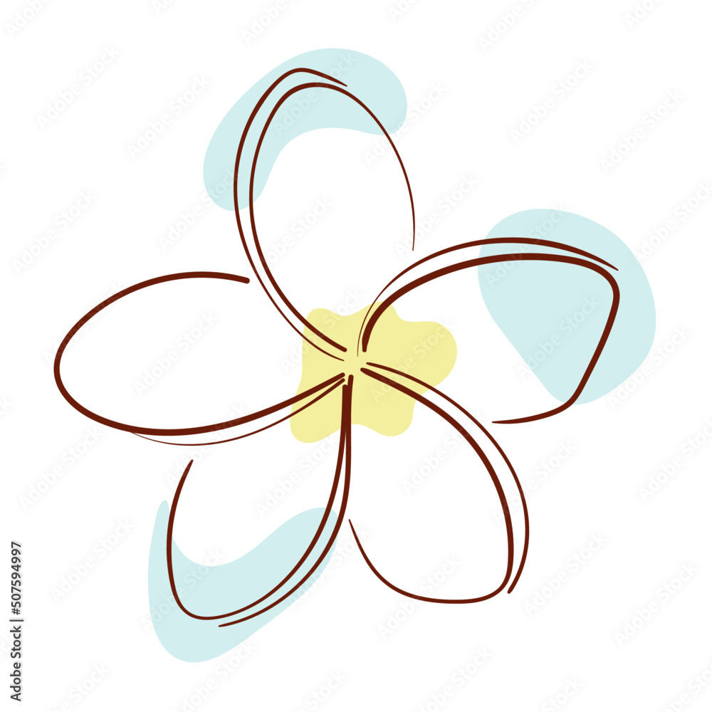 Fototapeta premium Flower plumeria line art in minimalism style