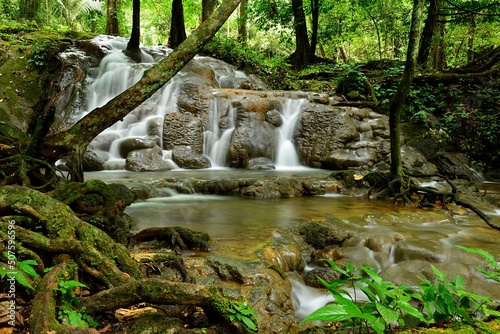 SaNangManora Waterfall in the southern forest of PhangNga province  Thailand. 