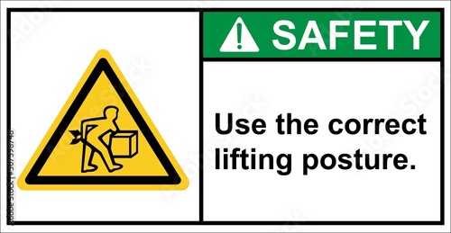 Be careful of heavy objects and please lift them properly,Safety sign.