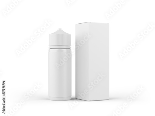 Vape liquid White Blank Bottle and Box Mockup © Aleksey
