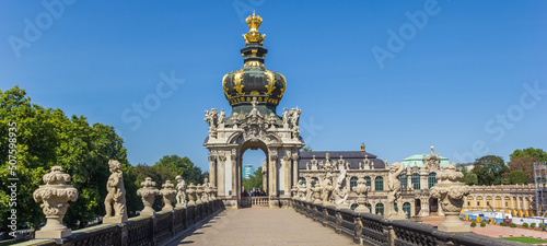 Panorama of the historic Kronentor gate at the Zwinger complex in Dresden, Germany photo